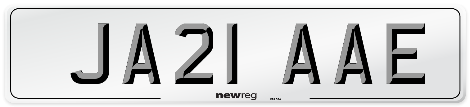 JA21 AAE Number Plate from New Reg